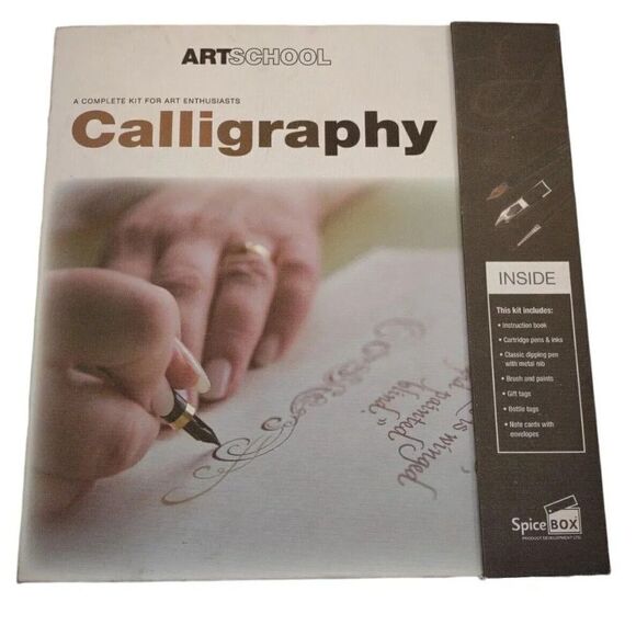 Lettering Calligraphy Kit, LRG Spice Box, ArtSchool Set Complete Art Enthusiasts - Picture 1 of 13